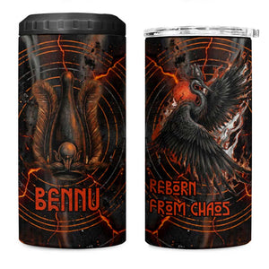 Bennu 4 in 1 Can Cooler Tumbler Ancient Egyptian Lava Crack Texture, Phoenix Firebird and Reborn from Chaos - African Pride