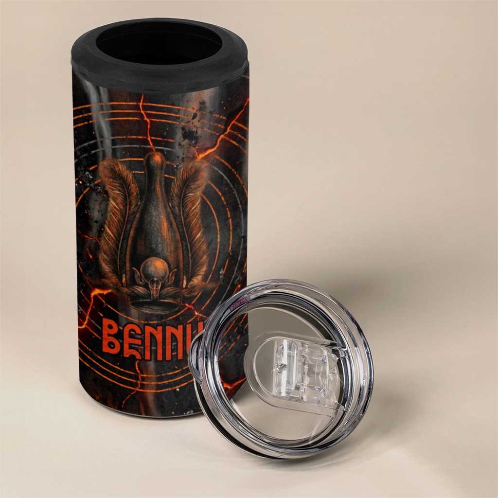 Bennu 4 in 1 Can Cooler Tumbler Ancient Egyptian Lava Crack Texture, Phoenix Firebird and Reborn from Chaos - African Pride