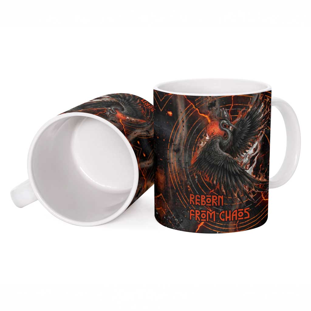 Bennu Ceramic Mug Ancient Egyptian Lava Crack Texture, Phoenix Firebird and Reborn from Chaos - African Pride