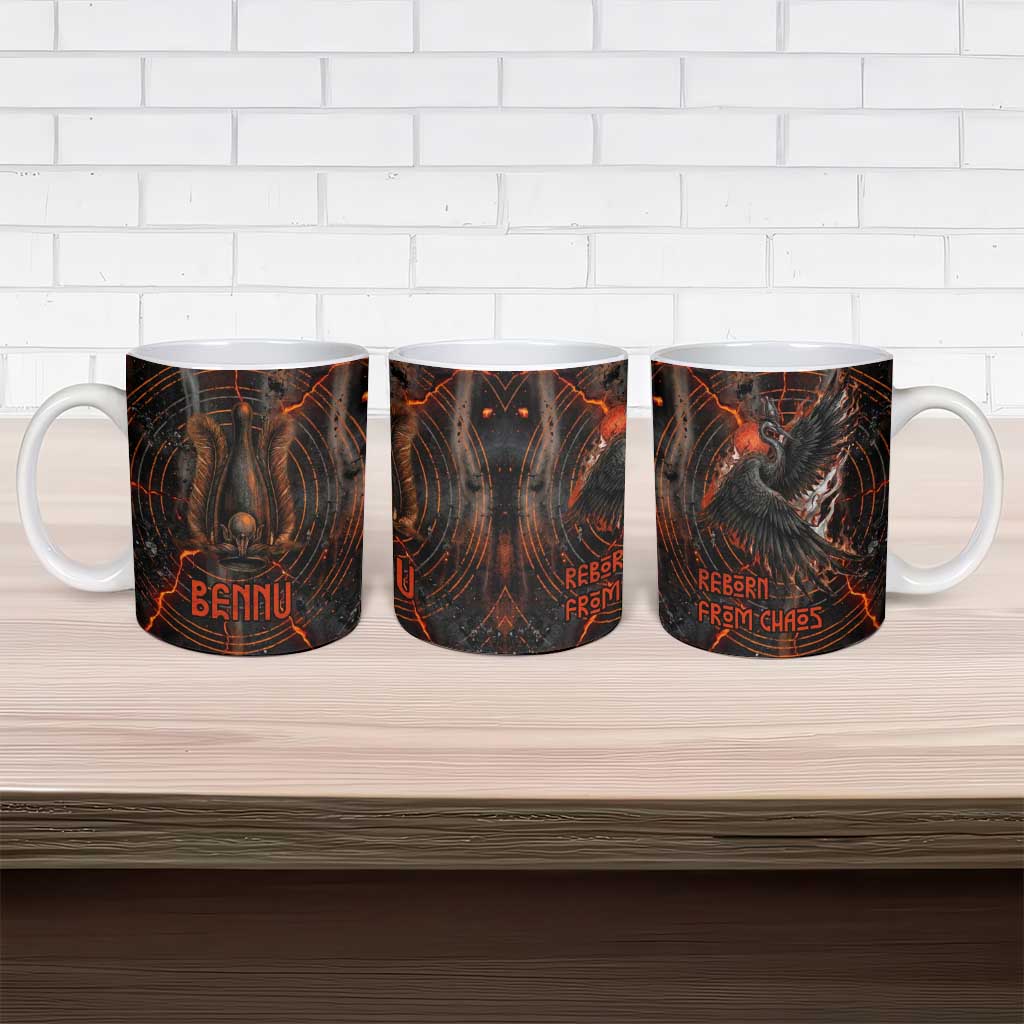 Bennu Ceramic Mug Ancient Egyptian Lava Crack Texture, Phoenix Firebird and Reborn from Chaos - African Pride