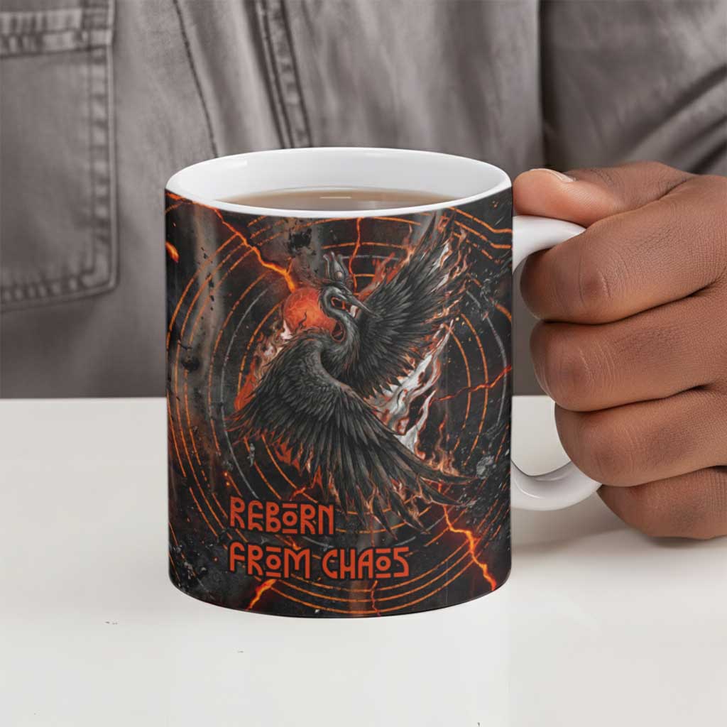 Bennu Ceramic Mug Ancient Egyptian Lava Crack Texture, Phoenix Firebird and Reborn from Chaos - African Pride