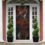 Bennu Door Cover Ancient Egyptian Lava Crack Texture, Phoenix Firebird and Reborn from Chaos - African Pride