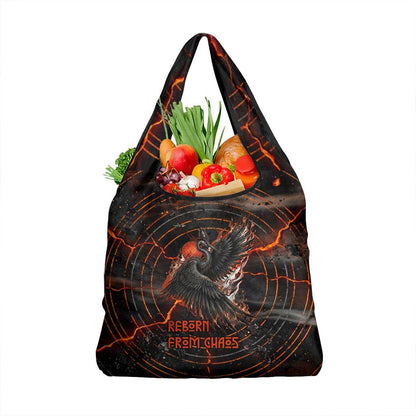 Bennu Grocery Bag Ancient Egyptian Lava Crack Texture, Phoenix Firebird and Reborn from Chaos - African Pride