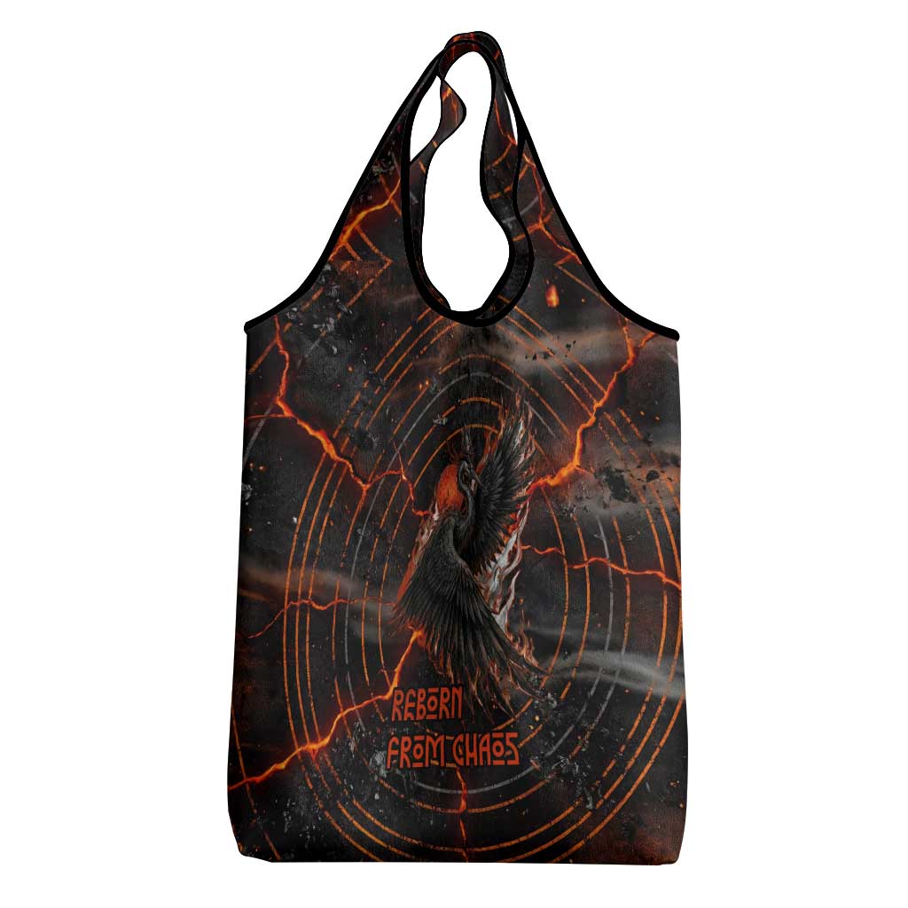 Bennu Grocery Bag Ancient Egyptian Lava Crack Texture, Phoenix Firebird and Reborn from Chaos - African Pride
