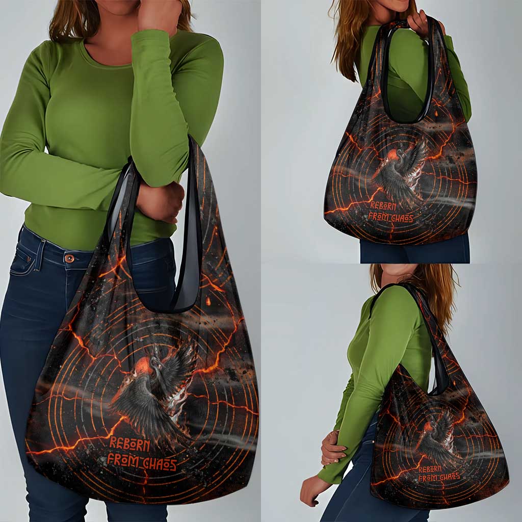 Bennu Grocery Bag Ancient Egyptian Lava Crack Texture, Phoenix Firebird and Reborn from Chaos - African Pride