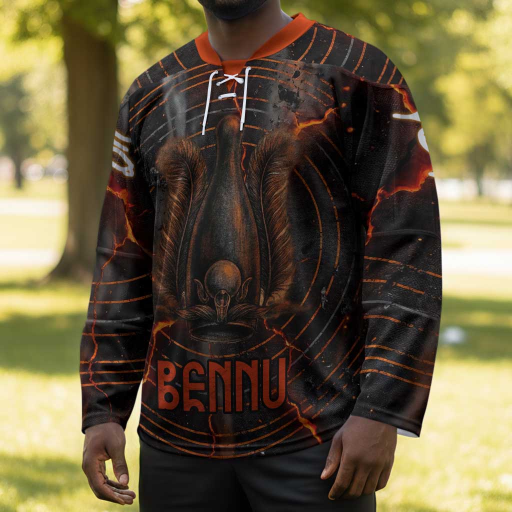 Bennu Hockey Jersey Ancient Egyptian Lava Crack Texture, Phoenix Firebird and Reborn from Chaos - African Pride