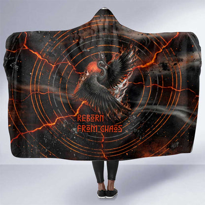 Bennu Hooded Blanket Ancient Egyptian Lava Crack Texture, Phoenix Firebird and Reborn from Chaos - African Pride