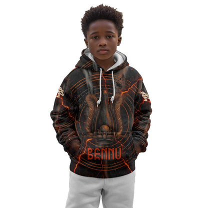 Bennu Kid Hoodie Ancient Egyptian Lava Crack Texture, Phoenix Firebird and Reborn from Chaos - African Pride