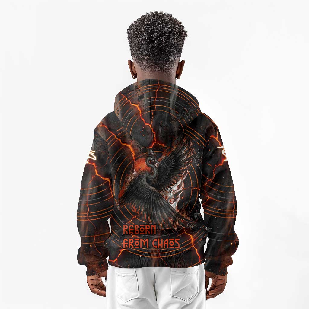 Bennu Kid Hoodie Ancient Egyptian Lava Crack Texture, Phoenix Firebird and Reborn from Chaos - African Pride