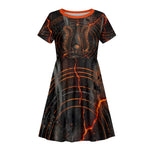 Bennu Kid Short Sleeve Dress Ancient Egyptian Lava Crack Texture, Phoenix Firebird and Reborn from Chaos - African Pride