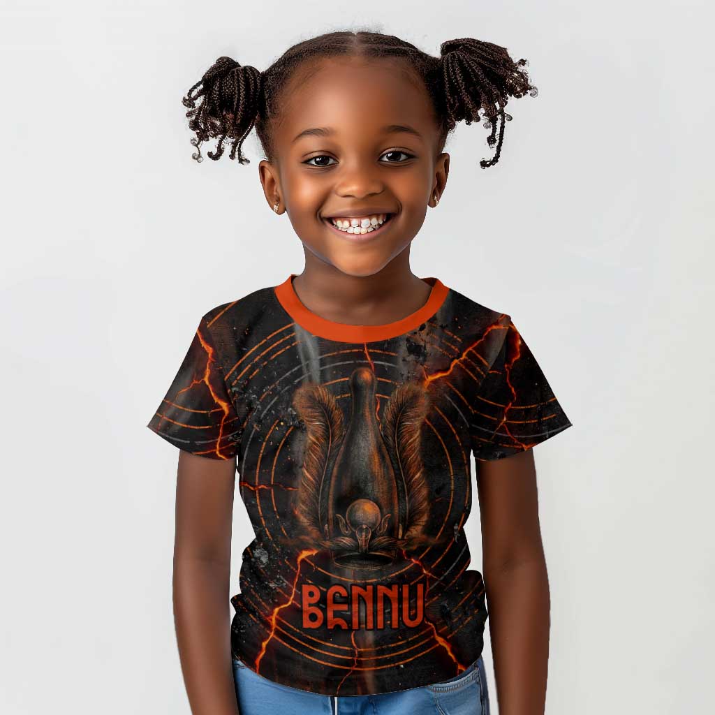 Bennu Kid T shirt Ancient Egyptian Lava Crack Texture, Phoenix Firebird and Reborn from Chaos - African Pride