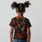 Bennu Kid T shirt Ancient Egyptian Lava Crack Texture, Phoenix Firebird and Reborn from Chaos - African Pride