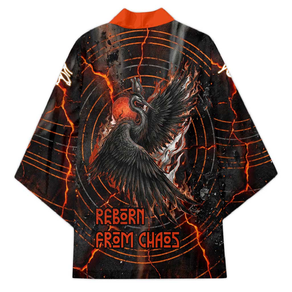 Bennu Kimono Ancient Egyptian Lava Crack Texture, Phoenix Firebird and Reborn from Chaos - African Pride