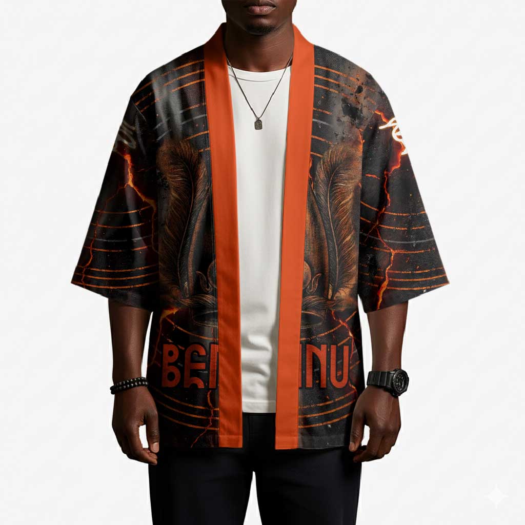Bennu Kimono Ancient Egyptian Lava Crack Texture, Phoenix Firebird and Reborn from Chaos - African Pride