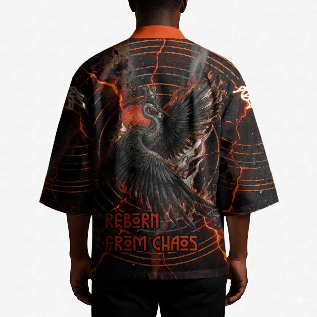 Bennu Kimono Ancient Egyptian Lava Crack Texture, Phoenix Firebird and Reborn from Chaos - African Pride