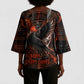 Bennu Kimono Sleeve Blouse Ancient Egyptian Lava Crack Texture, Phoenix Firebird and Reborn from Chaos - African Pride