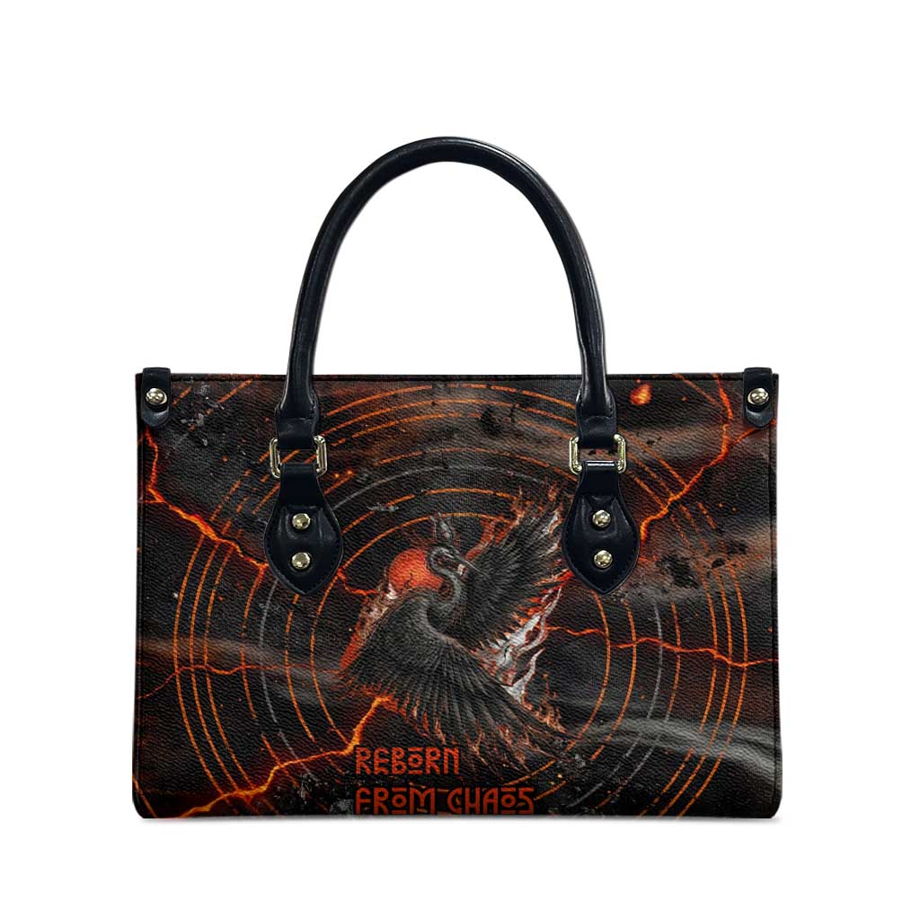 Bennu Leather Bag Ancient Egyptian Lava Crack Texture, Phoenix Firebird and Reborn from Chaos - African Pride
