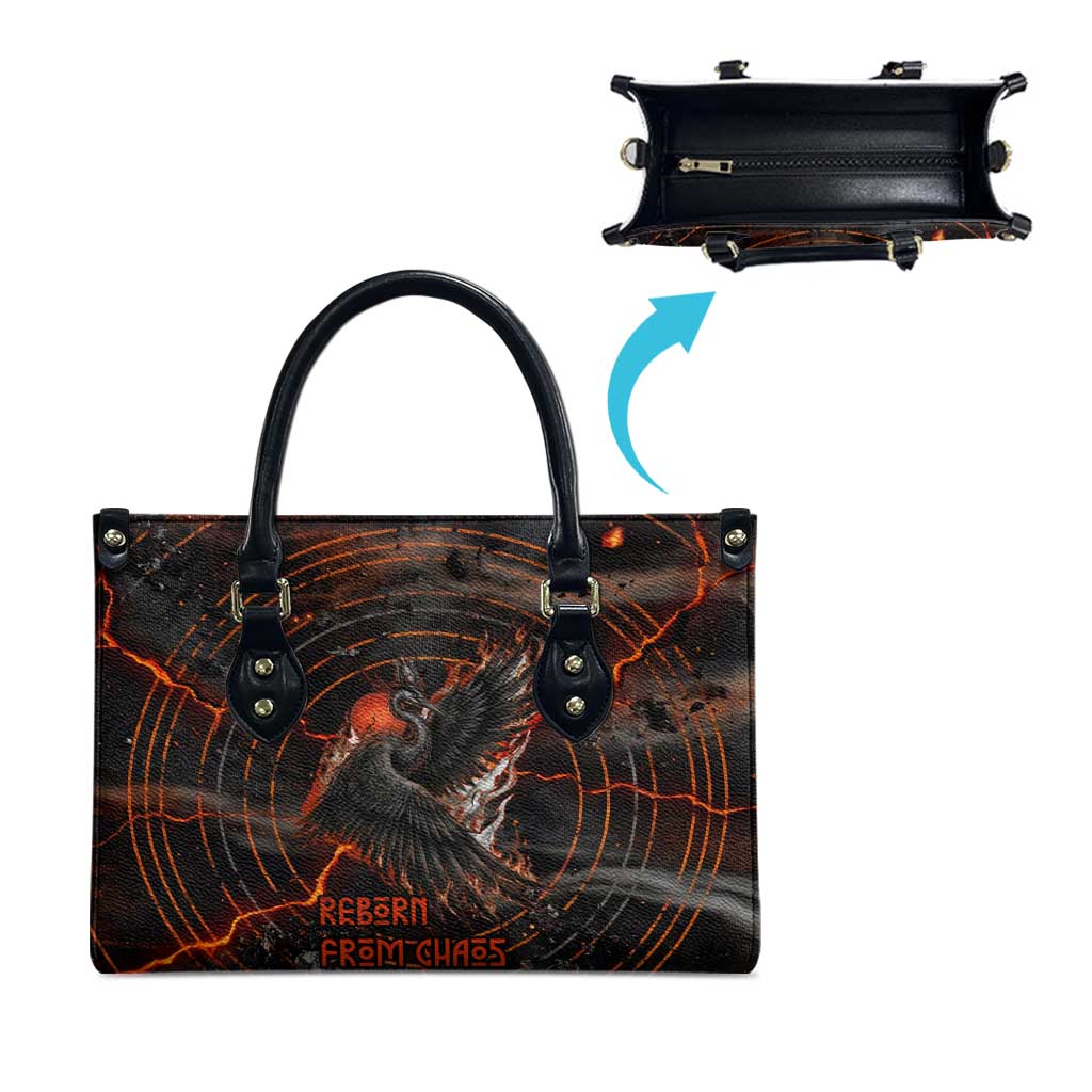 Bennu Leather Bag Ancient Egyptian Lava Crack Texture, Phoenix Firebird and Reborn from Chaos - African Pride