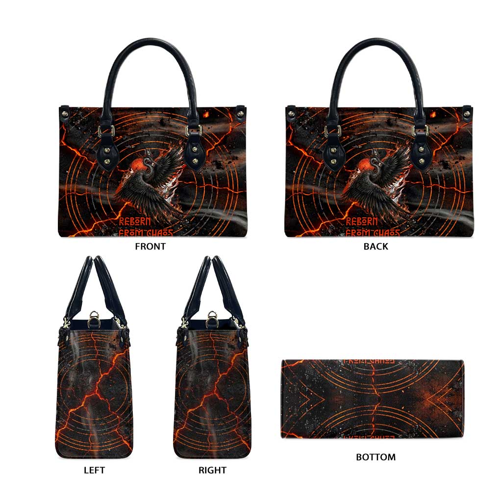 Bennu Leather Bag Ancient Egyptian Lava Crack Texture, Phoenix Firebird and Reborn from Chaos - African Pride