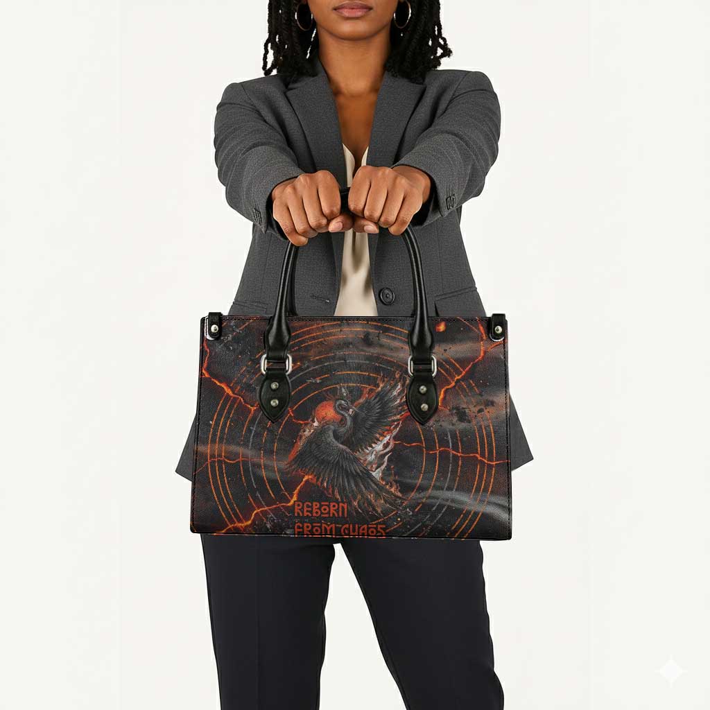 Bennu Leather Bag Ancient Egyptian Lava Crack Texture, Phoenix Firebird and Reborn from Chaos - African Pride