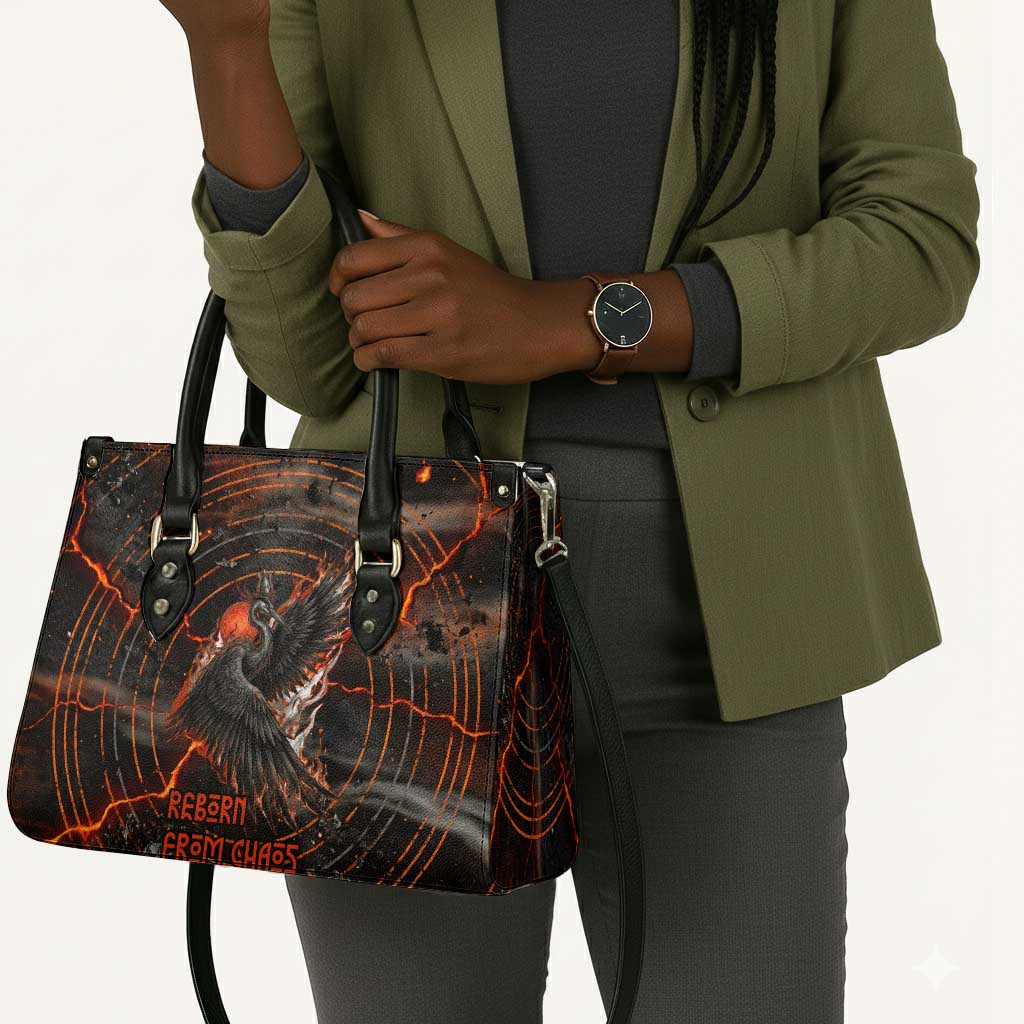Bennu Leather Bag Ancient Egyptian Lava Crack Texture, Phoenix Firebird and Reborn from Chaos - African Pride