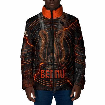 Bennu Padded Jacket Ancient Egyptian Lava Crack Texture, Phoenix Firebird and Reborn from Chaos - African Pride