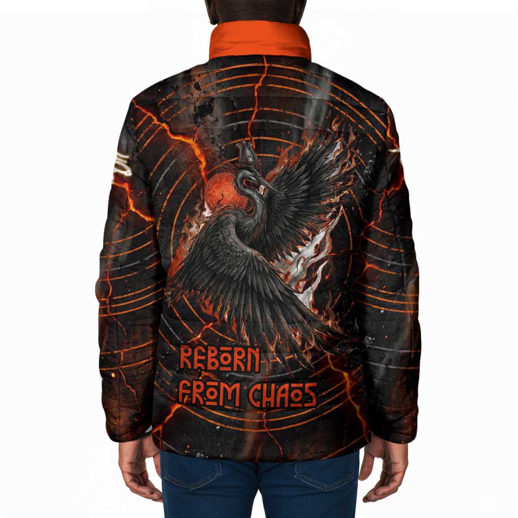 Bennu Padded Jacket Ancient Egyptian Lava Crack Texture, Phoenix Firebird and Reborn from Chaos - African Pride