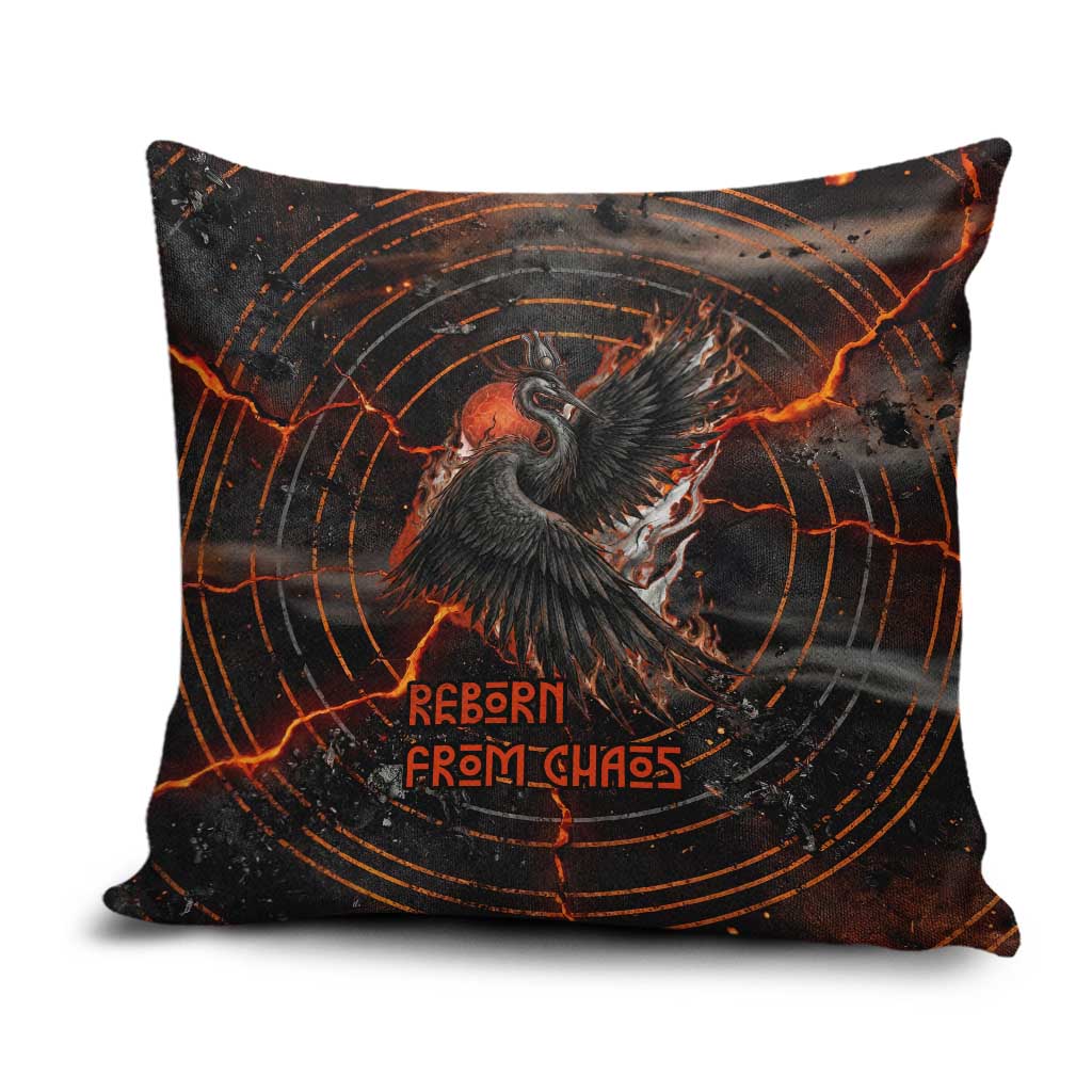 Bennu Pillow Cover Ancient Egyptian Lava Crack Texture, Phoenix Firebird and Reborn from Chaos - African Pride