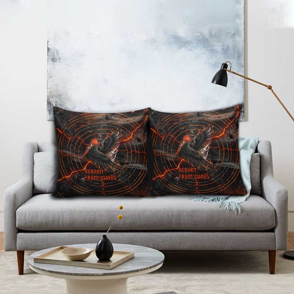 Bennu Pillow Cover Ancient Egyptian Lava Crack Texture, Phoenix Firebird and Reborn from Chaos - African Pride