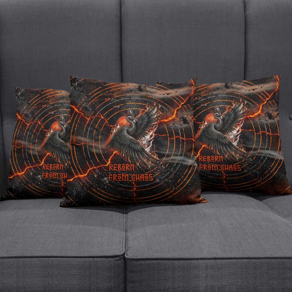 Bennu Pillow Cover Ancient Egyptian Lava Crack Texture, Phoenix Firebird and Reborn from Chaos - African Pride