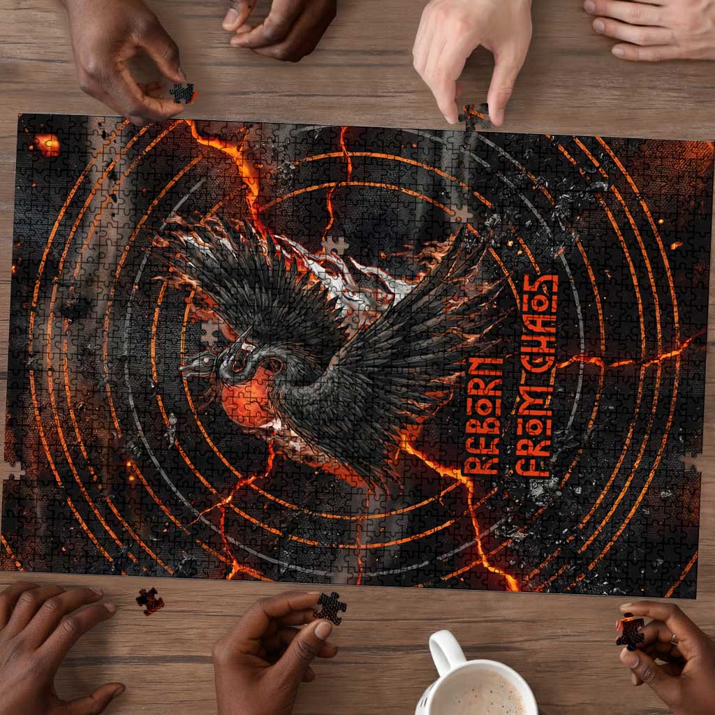 Bennu Puzzle Ancient Egyptian Lava Crack Texture, Phoenix Firebird and Reborn from Chaos - African Pride