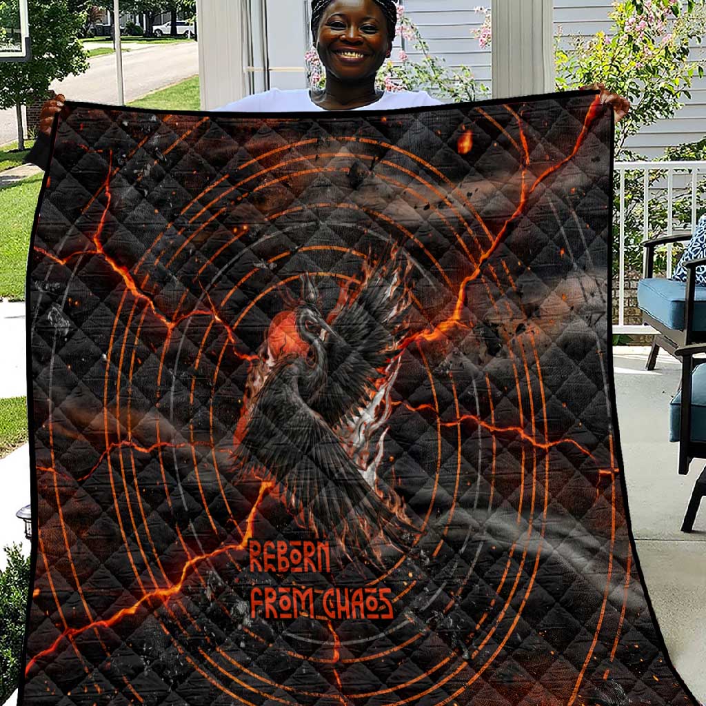 Bennu Quilt Ancient Egyptian Lava Crack Texture, Phoenix Firebird and Reborn from Chaos - African Pride