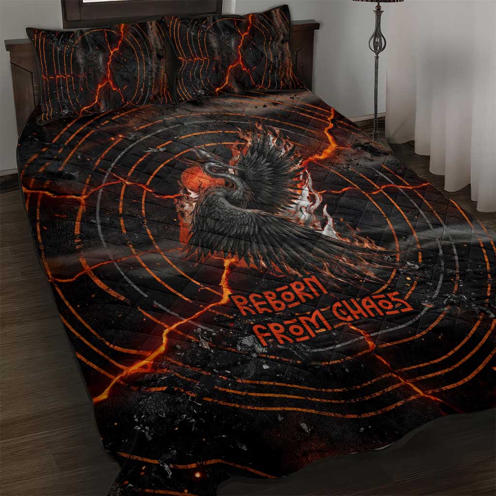 Bennu Quilt Bed Set Ancient Egyptian Lava Crack Texture, Phoenix Firebird and Reborn from Chaos - African Pride