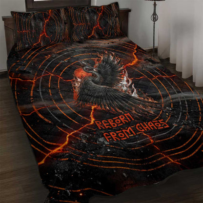 Bennu Quilt Bed Set Ancient Egyptian Lava Crack Texture, Phoenix Firebird and Reborn from Chaos - African Pride