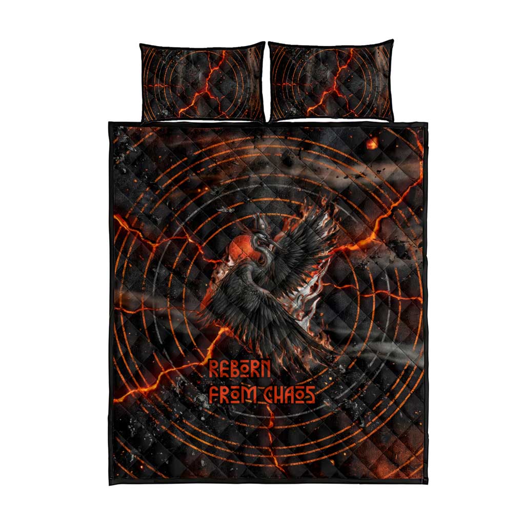 Bennu Quilt Bed Set Ancient Egyptian Lava Crack Texture, Phoenix Firebird and Reborn from Chaos - African Pride