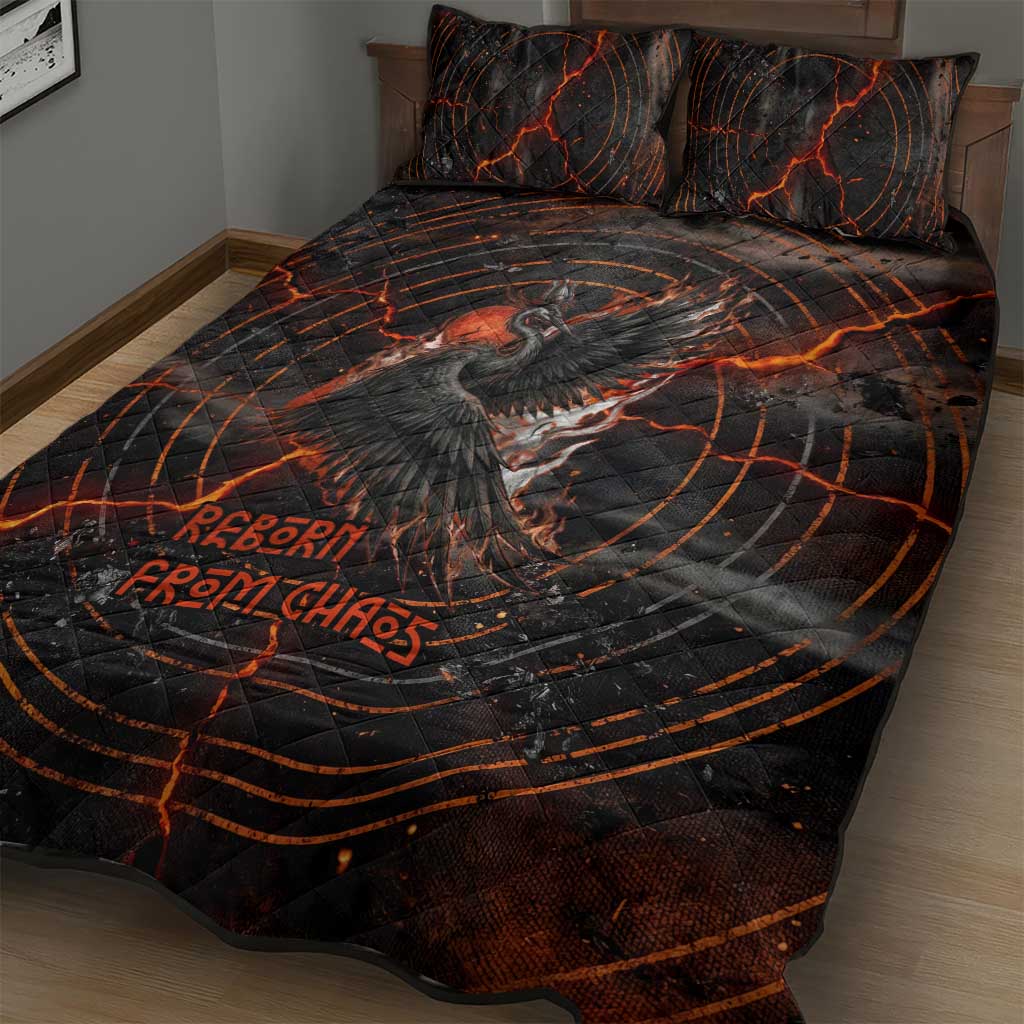 Bennu Quilt Bed Set Ancient Egyptian Lava Crack Texture, Phoenix Firebird and Reborn from Chaos - African Pride