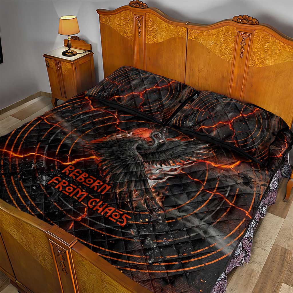 Bennu Quilt Bed Set Ancient Egyptian Lava Crack Texture, Phoenix Firebird and Reborn from Chaos - African Pride