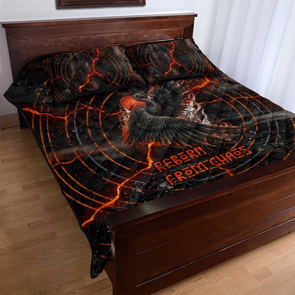 Bennu Quilt Bed Set Ancient Egyptian Lava Crack Texture, Phoenix Firebird and Reborn from Chaos - African Pride