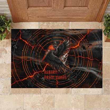 Bennu Rubber Doormat Ancient Egyptian Lava Crack Texture, Phoenix Firebird and Reborn from Chaos - African Pride