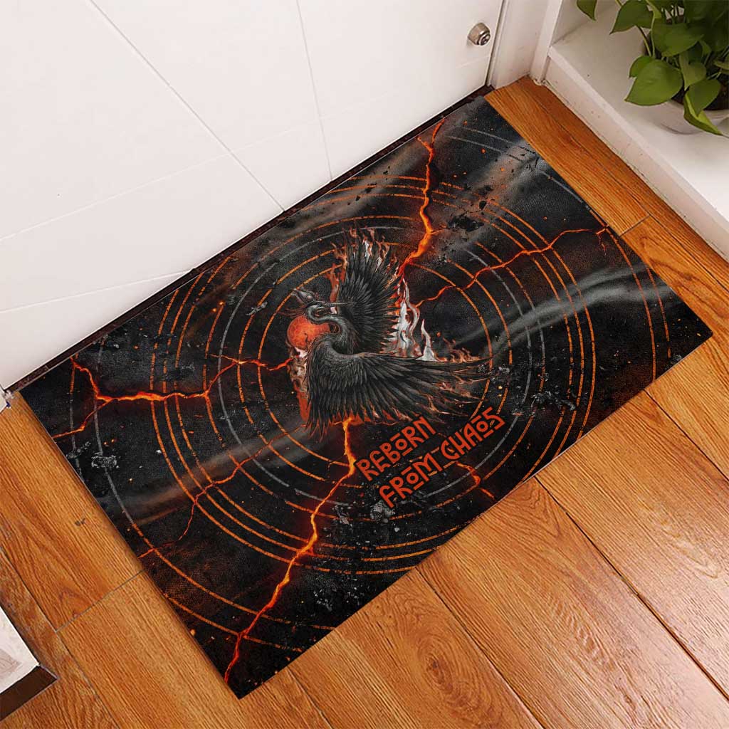 Bennu Rubber Doormat Ancient Egyptian Lava Crack Texture, Phoenix Firebird and Reborn from Chaos - African Pride