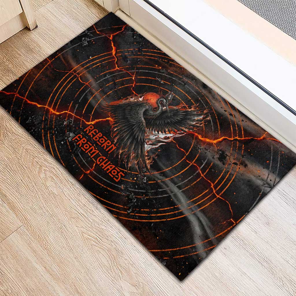 Bennu Rubber Doormat Ancient Egyptian Lava Crack Texture, Phoenix Firebird and Reborn from Chaos - African Pride