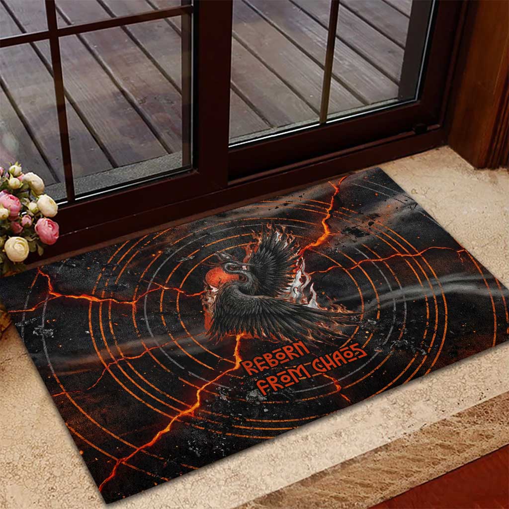 Bennu Rubber Doormat Ancient Egyptian Lava Crack Texture, Phoenix Firebird and Reborn from Chaos - African Pride