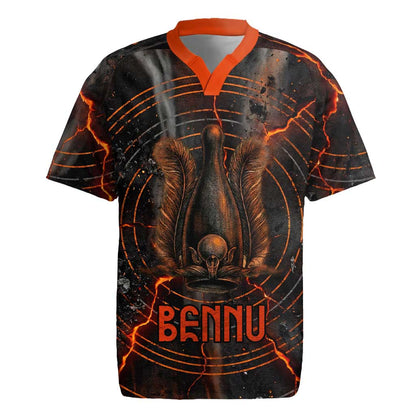 Bennu Rugby Jersey Ancient Egyptian Lava Crack Texture, Phoenix Firebird and Reborn from Chaos - African Pride