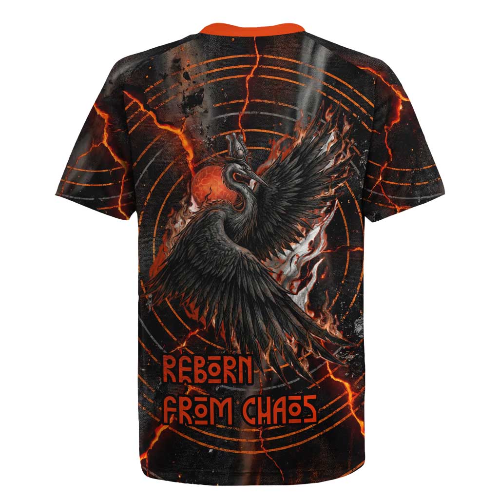Bennu Rugby Jersey Ancient Egyptian Lava Crack Texture, Phoenix Firebird and Reborn from Chaos - African Pride