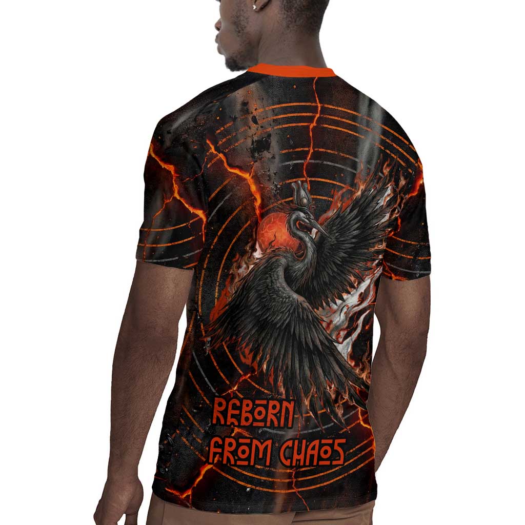 Bennu Rugby Jersey Ancient Egyptian Lava Crack Texture, Phoenix Firebird and Reborn from Chaos - African Pride