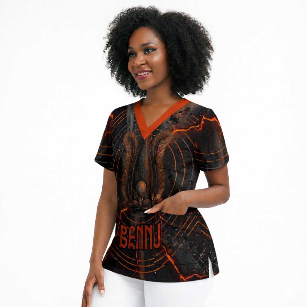 Bennu Scrub Top Ancient Egyptian Lava Crack Texture, Phoenix Firebird and Reborn from Chaos - African Pride