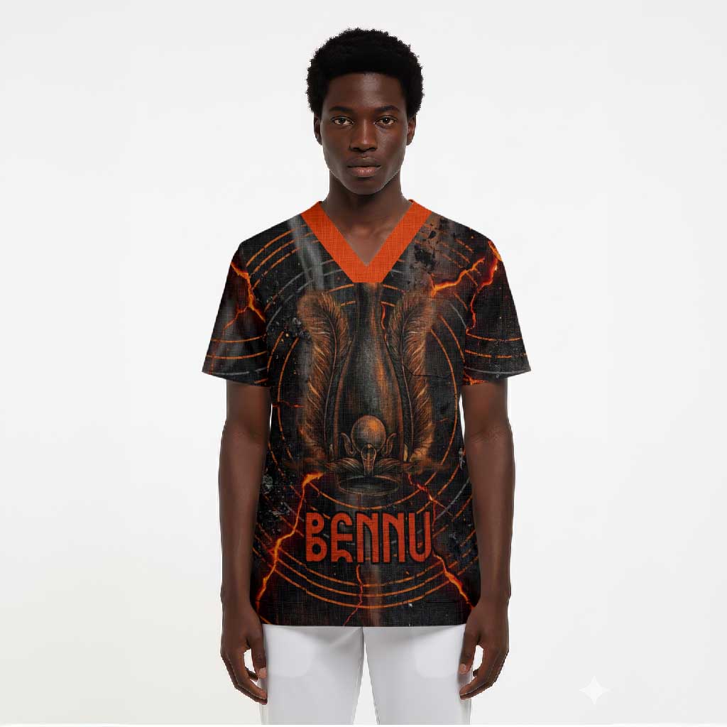 Bennu Scrub Top Ancient Egyptian Lava Crack Texture, Phoenix Firebird and Reborn from Chaos - African Pride