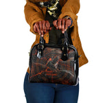 Bennu Shoulder Handbag Ancient Egyptian Lava Crack Texture, Phoenix Firebird and Reborn from Chaos - African Pride