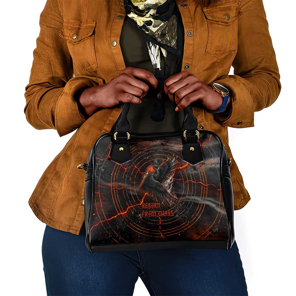 Bennu Shoulder Handbag Ancient Egyptian Lava Crack Texture, Phoenix Firebird and Reborn from Chaos - African Pride