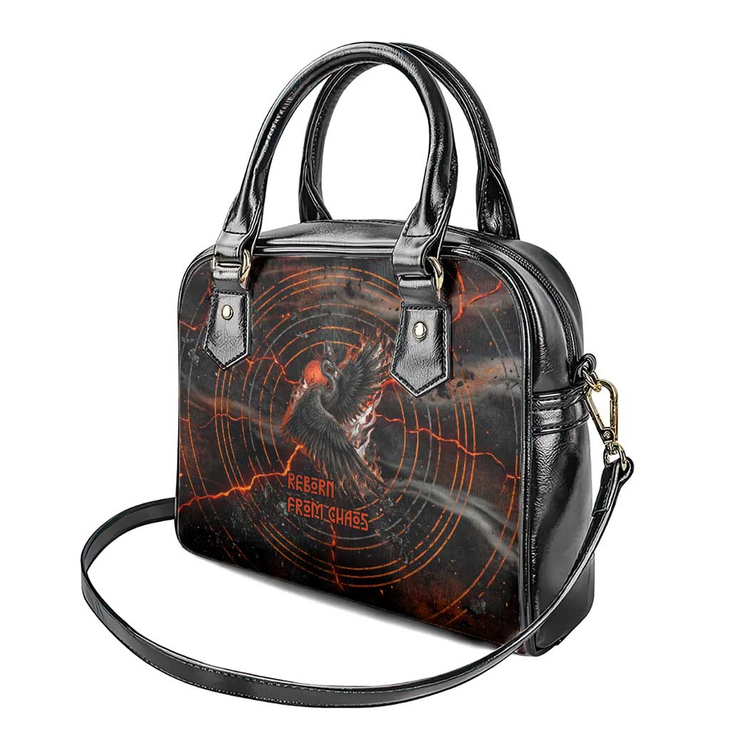 Bennu Shoulder Handbag Ancient Egyptian Lava Crack Texture, Phoenix Firebird and Reborn from Chaos - African Pride